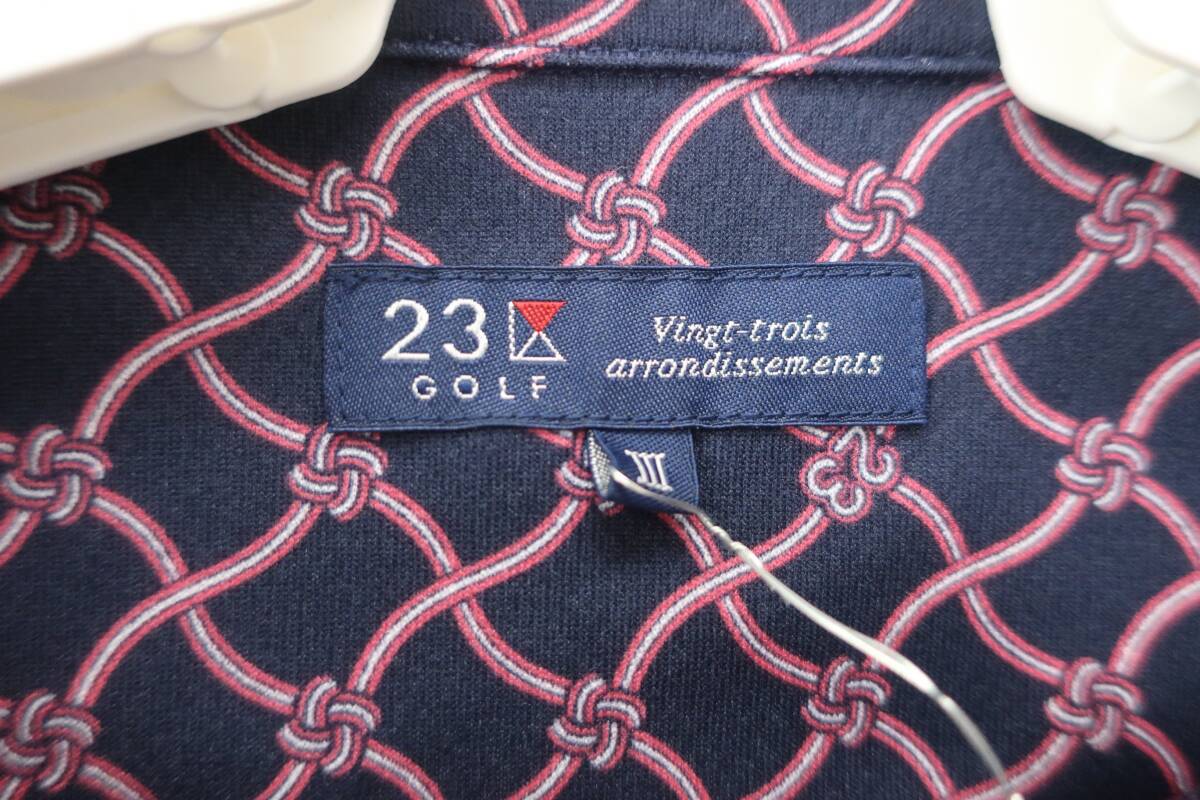 【美品】23區(qū) GOLF(23區(qū)ゴルフ) ポロシャツ ネイビー紐柄 レディース ? ゴルフ用品 2412-0867 中古