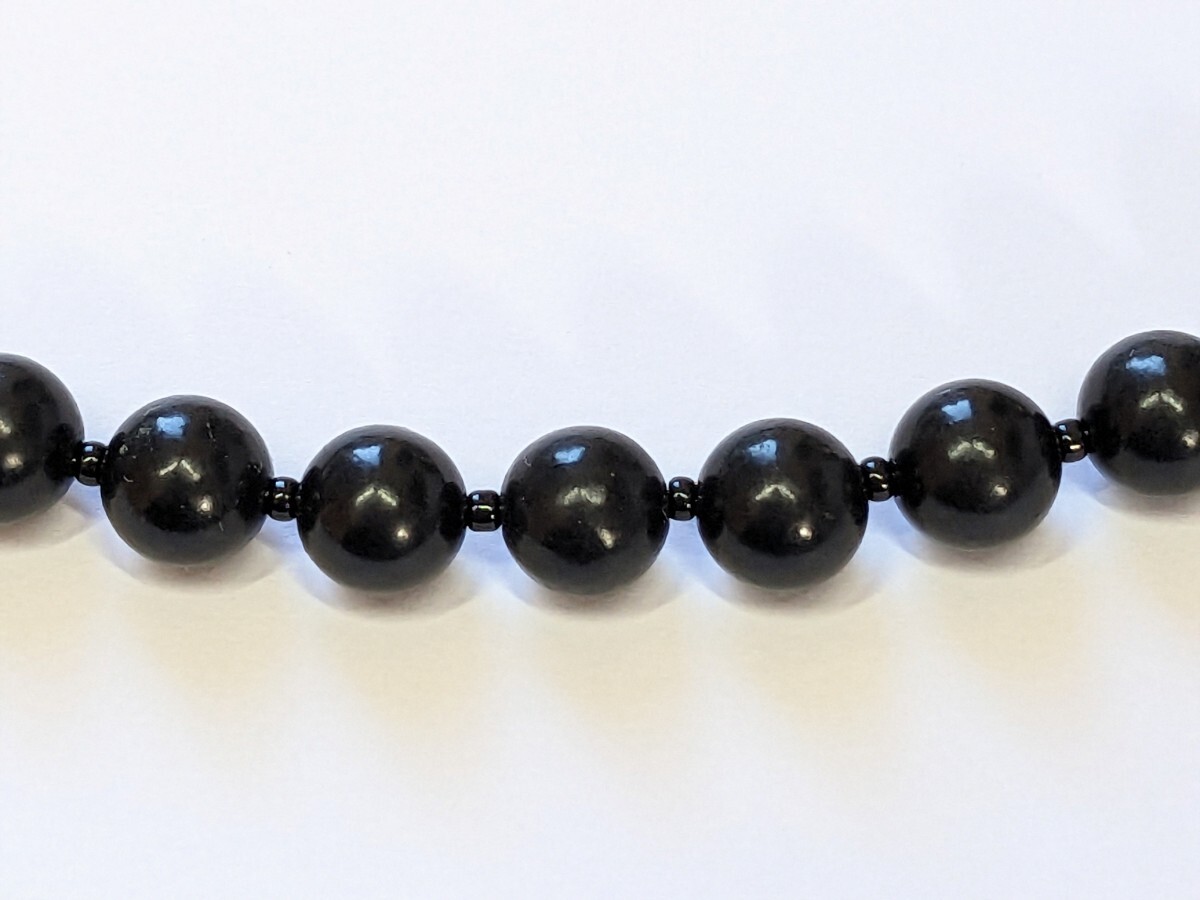 【限界市場】モーニングジュエリー★天然ジェット★8mm★長さ42cm★ネックレス&イヤリングorピアス★定形郵便送料無料　