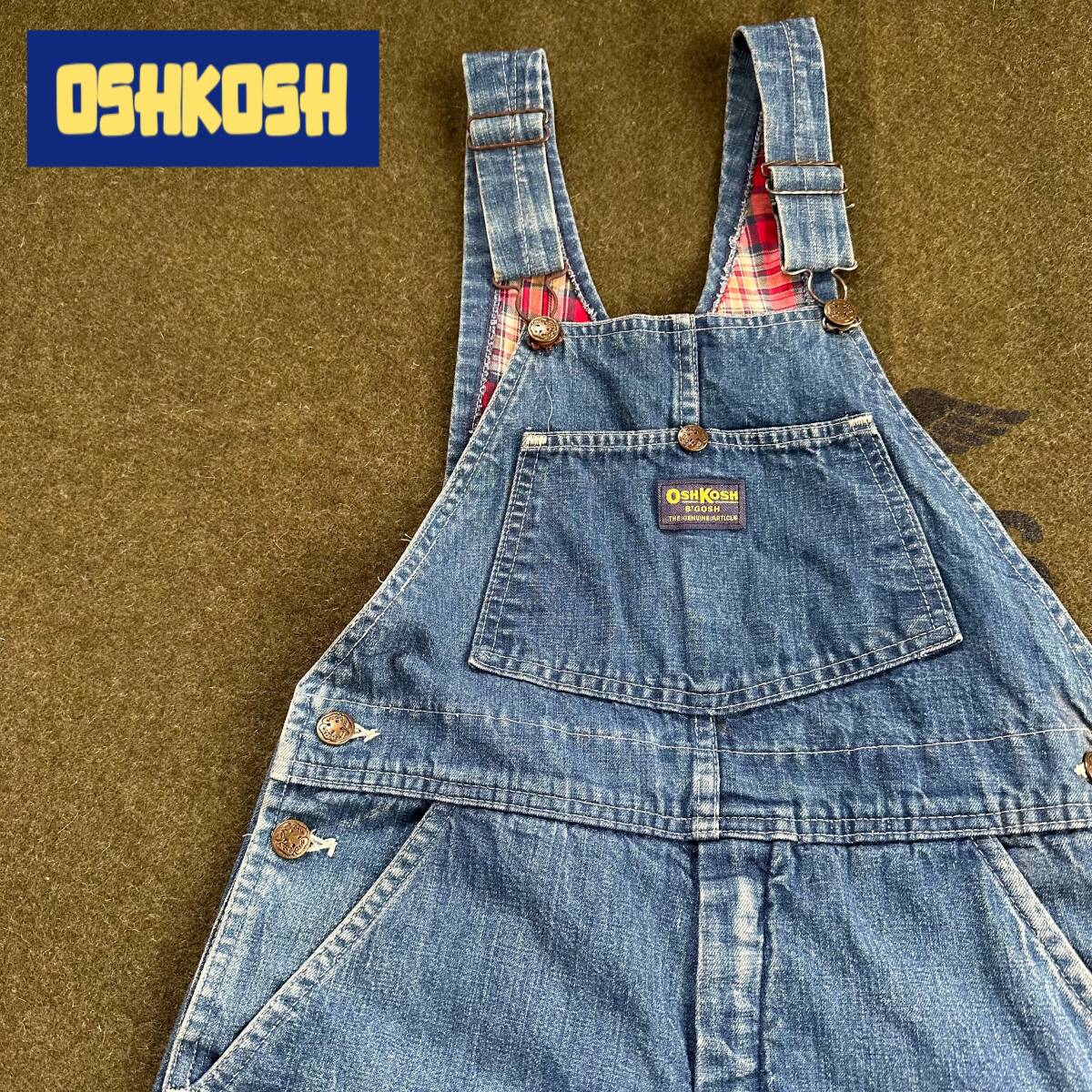 80‘s OSHKOSH オーバーオール　USA古著　チェック柄　小さめ　レディース　キッズOK