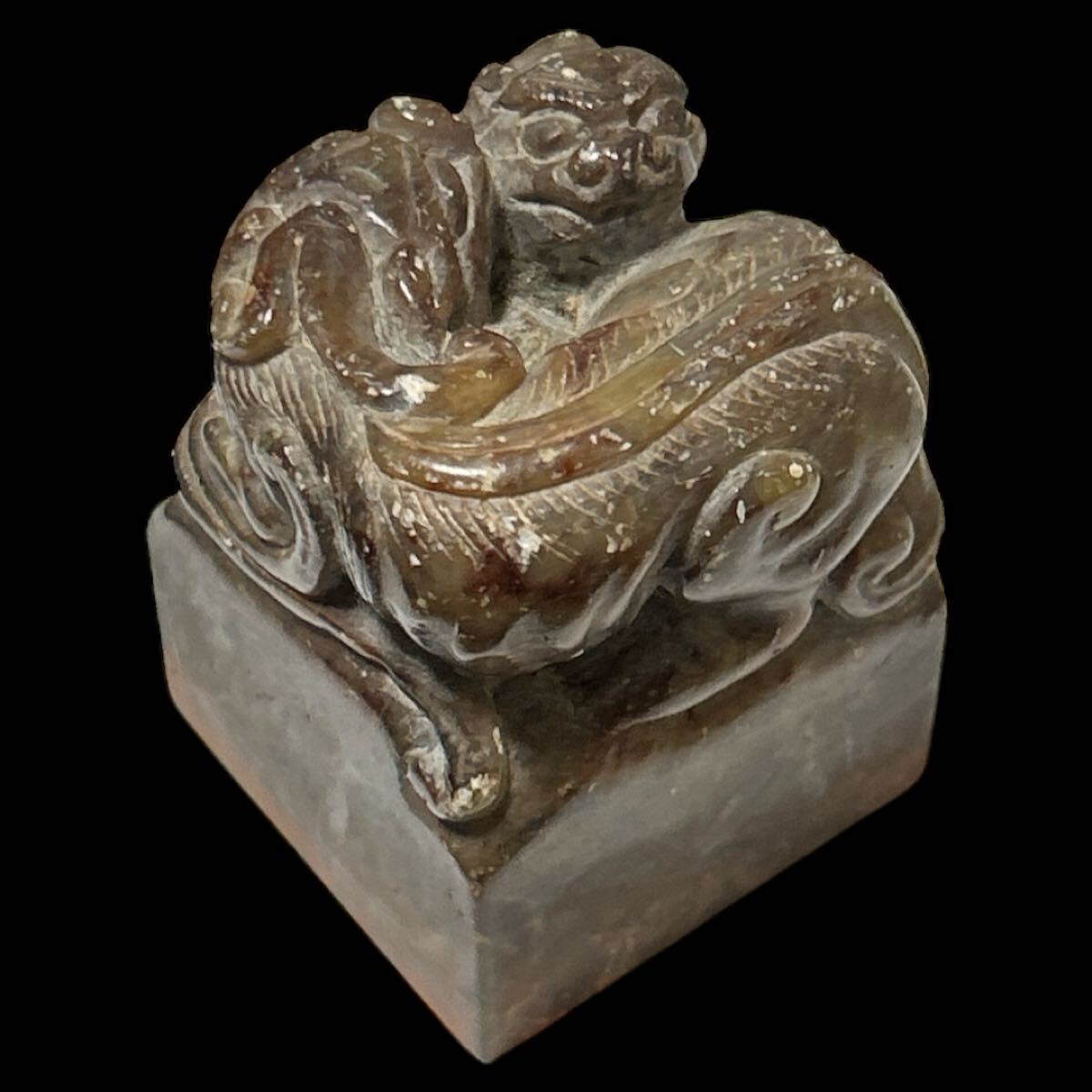 古玄社】寿山石 獅子彫刻/印章 印材 CJ8233|美術品 古玄社】寿山石 獅子彫刻/印章 印材 CJ8233|美術品