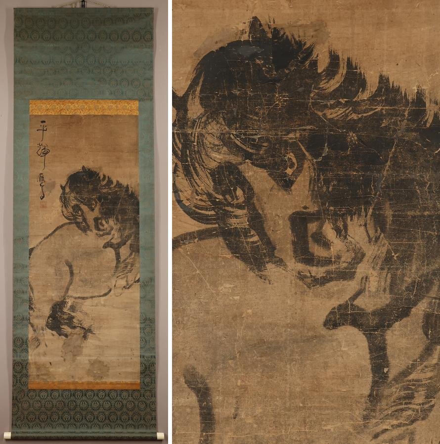 模写】◇曾我蕭白(曽我蕭白)◇駿馬図◇日本画◇紙本◇掛軸◇w145 模写】◇曾我蕭白(曽我蕭白)◇駿馬図◇日本画◇紙本◇掛軸◇w145