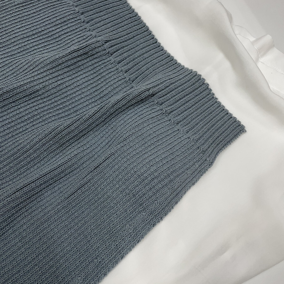 ZARA /L/ グレー系×ホワイト ニット長袖シャツ トップス レディース タグ付き カジュアル通勤ロングスリーブ大人可愛い生地 デイリー ザラ