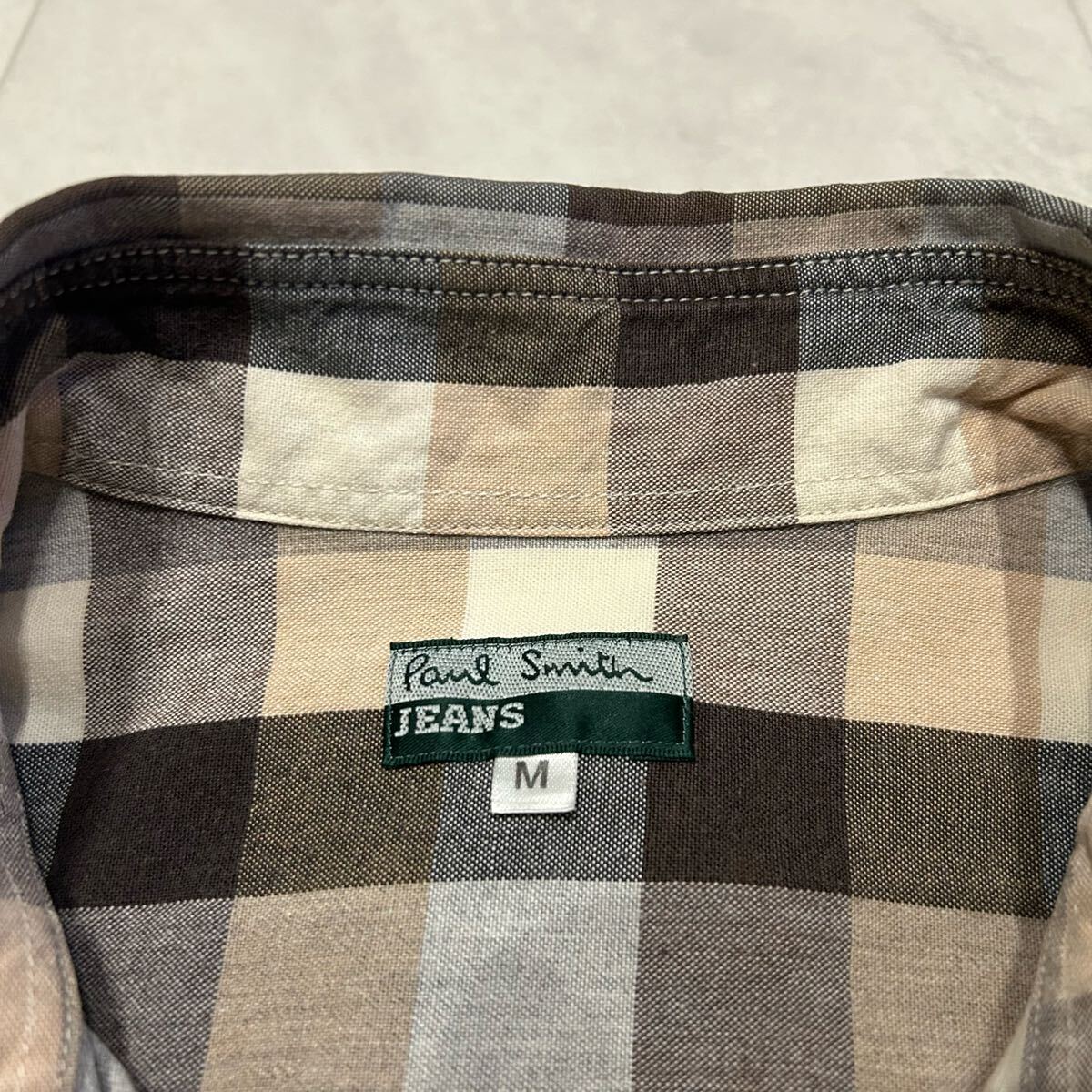 Paul Smith JEANS ポールスミス ブロックチェック ダブルポケット ボタンダウン 半袖シャツ 綿100%