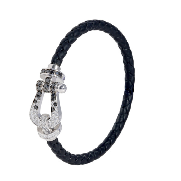 フレッド フォース10 LM ブラック ホワイト ダイヤ K18WG ホワイトゴールド ステンレス ブレスレット 中古_画像1