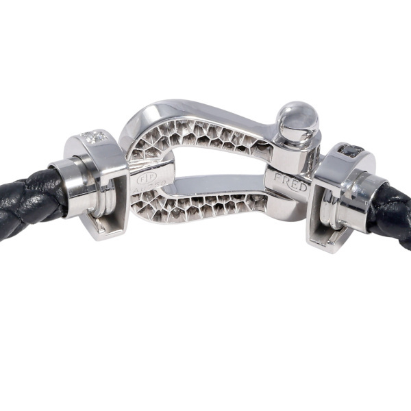フレッド フォース10 LM ブラック ホワイト ダイヤ K18WG ホワイトゴールド ステンレス ブレスレット 中古_画像4