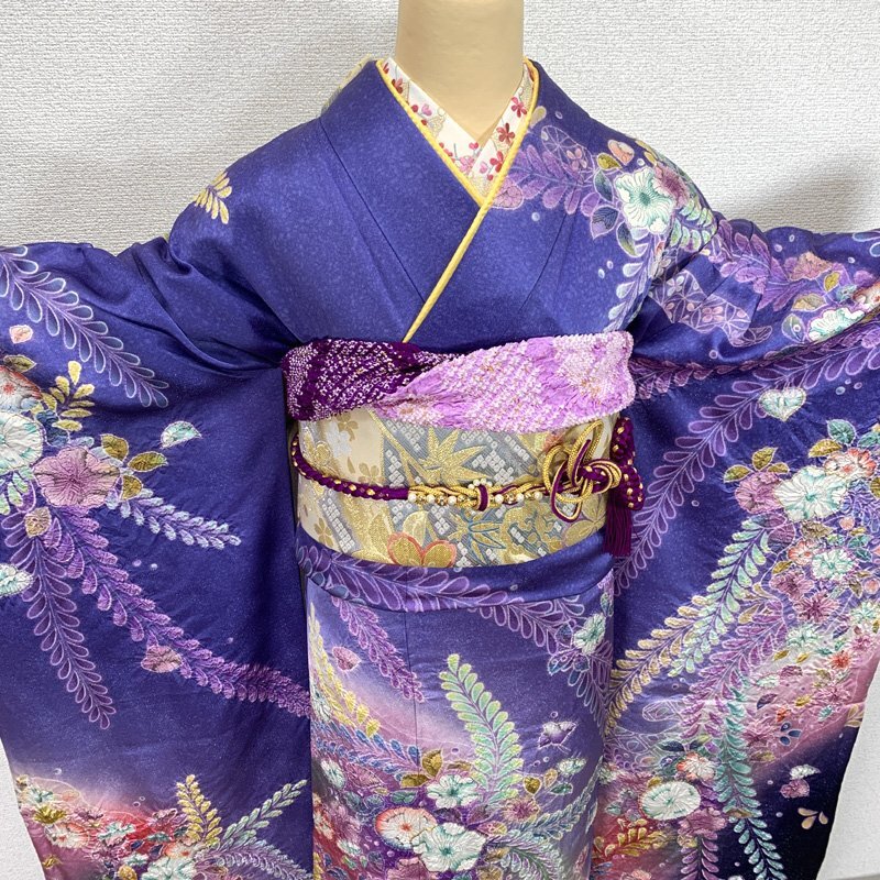 0 кимоно March 0 Kyoto кимоно .. автор предмет кимоно с длинными рукавами серебряный через ... цветок диафрагмирования . синий фиолетовый 0 прекрасный товар день совершеннолетия свадьба 502z1