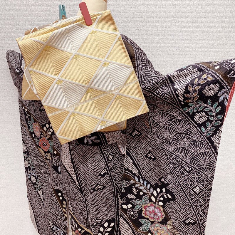 * кимоно с длинными рукавами & двойной пояс obi кимоно ... общий диафрагмирования день совершеннолетия свадьба 10 три три . чёрный * прекрасный товар 502aj3