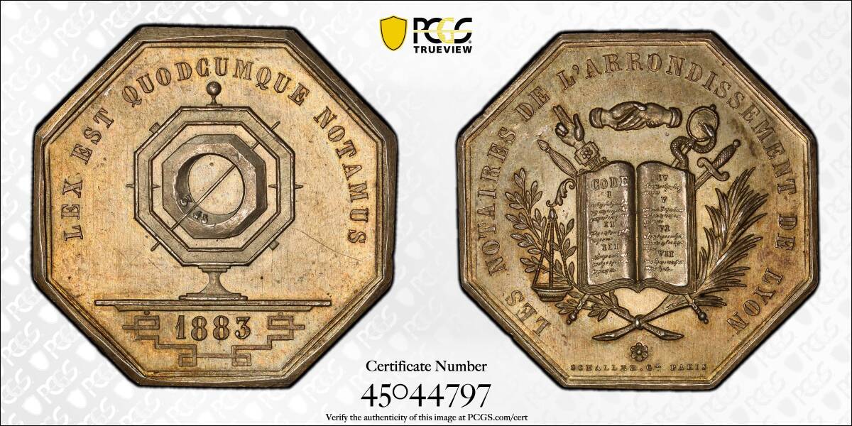 希少美トーン】1880年 フランス リヨン 銀貨 世界最高鑑定 MS63 希少美トーン】1880年 フランス リヨン 銀貨 世界最高鑑定 MS63