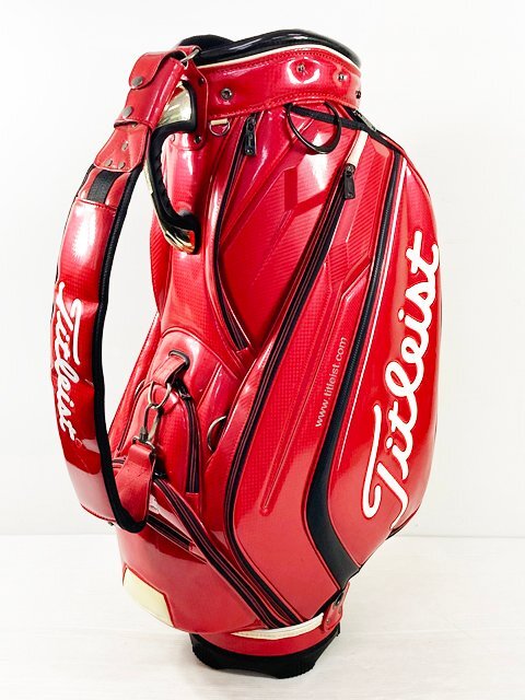 ∞ Titleist タイトリスト キャディバッグ CB511-RD 2015年限定モデル 9.5型 5分割 エナメル カート型 赤 レッド □H8