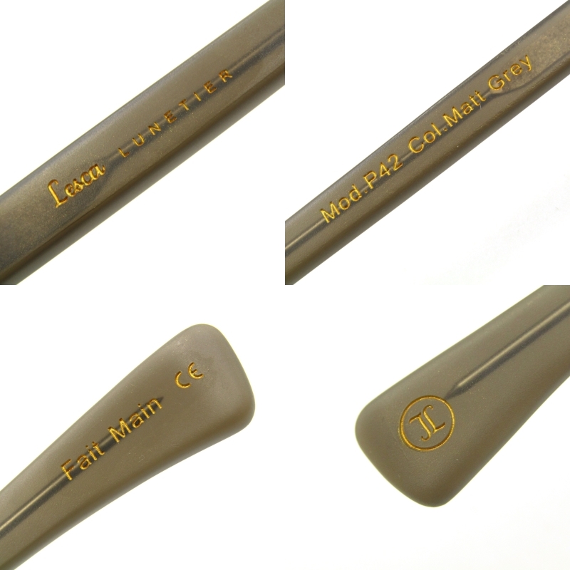 未使用 Lesca LUNETIER レスカ ルネティエ メガネフレーム P42 フランス制 ボストン Matte Grey マットグレー 65007081
