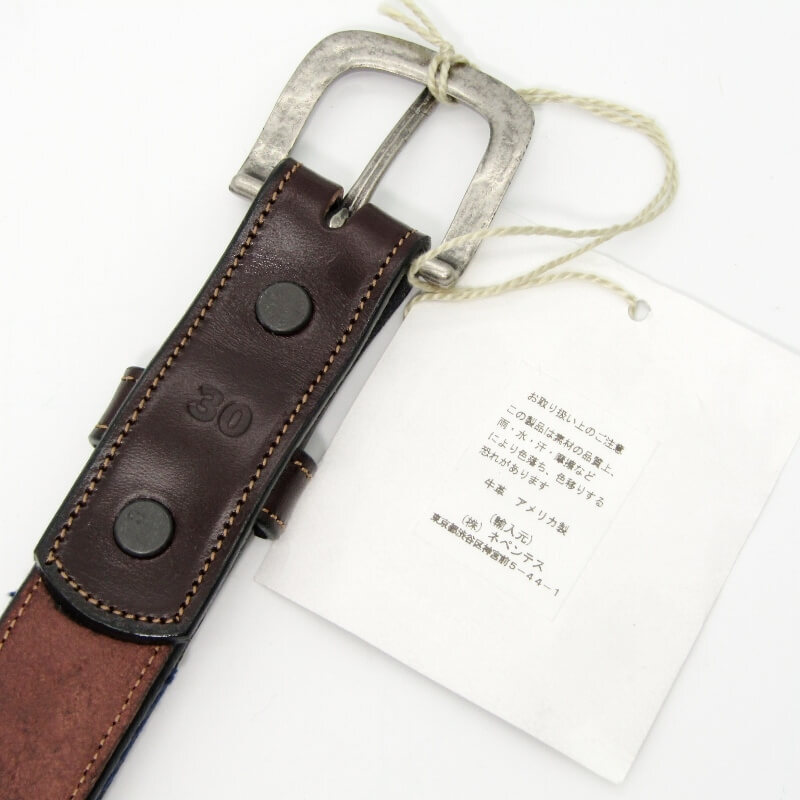 美品 ENGINEERED GARMENTS エンジニアドガーメンツ ベルト OT1100B Webbing Belt 3cm幅 牛革 USA制 ネイビー レッド 28009306