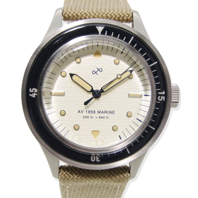 ABOUT VINTAGE アバウトヴィンテージ 腕時計 1956 Marine クオーツ 41mm ダイバーズウオッチ 200m マリン アナログ ホワイト 白 28009387