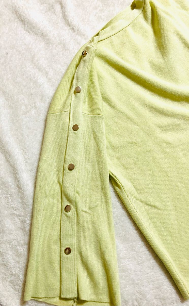 Techichi テチチ ゴールド 釦 プルオーバー セーター 長袖 イエロー_画像2