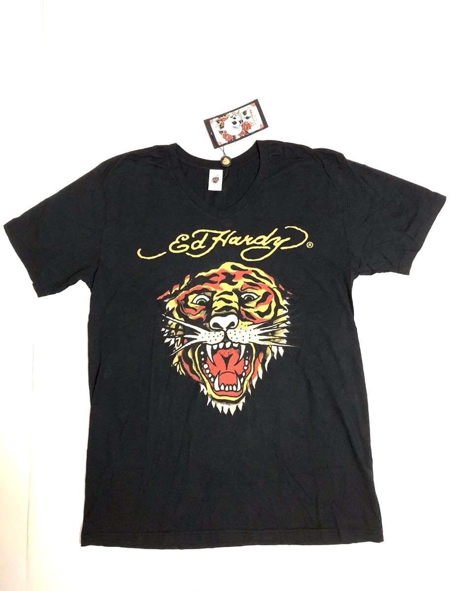 【ラスト1、新品タグ付き、正規(guī)品、本物】 Ed Hardy エド ハーディー タイガー Tシャツ トラ 虎 サイズXL ブラック