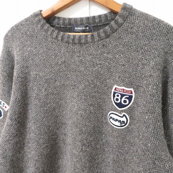 wnc パパス プラス PAPAS PLUS ニット セーター M グレー