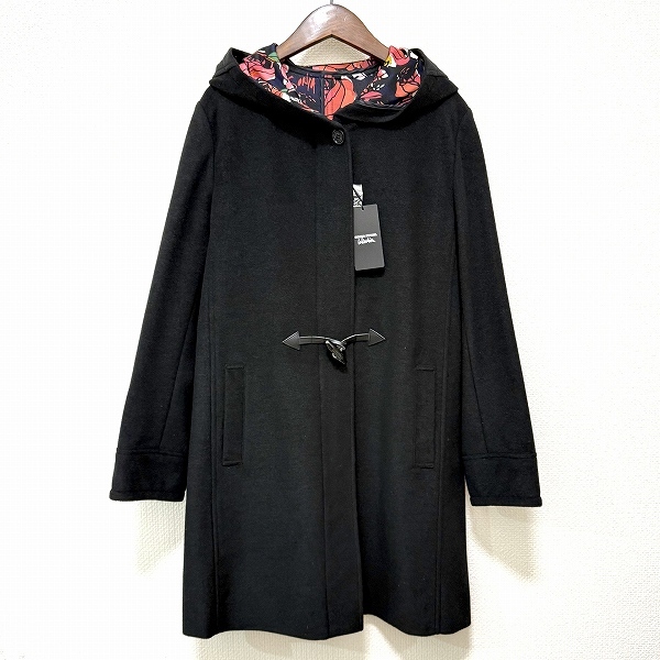 #wnc ソニアリキエル SONIARYKIEL コート 38 黒 紺 赤 ダッフルコート ジップアップ フード タグ付き 新品同様 レディース [933833]