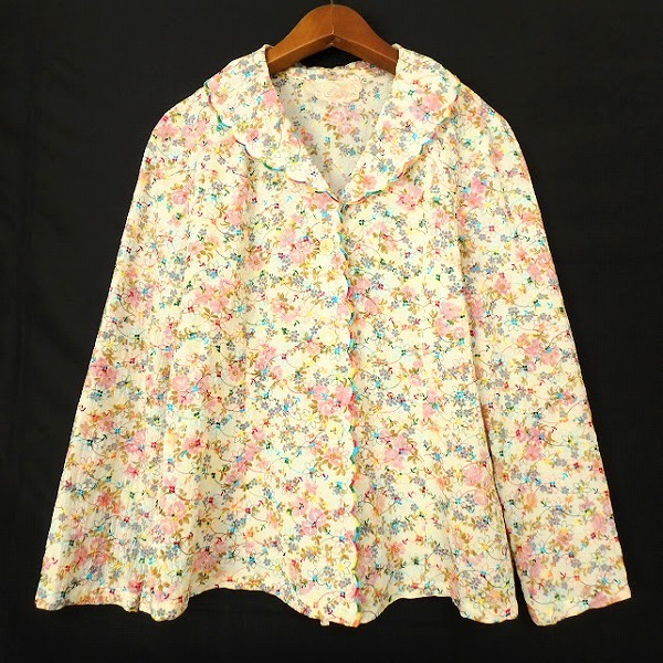 #anc インポートロッサ import Rossa ジャケット 42 アイボリー マルチ 花柄 総柄 刺繍 レディース [932377]