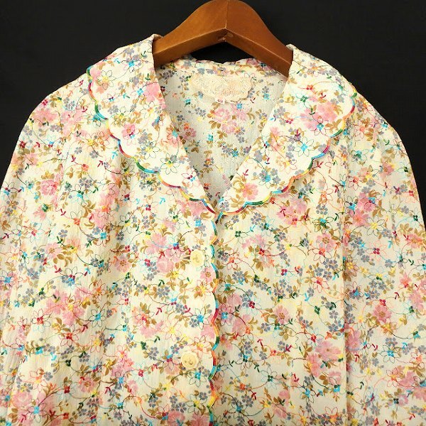 #anc インポートロッサ import Rossa ジャケット 42 アイボリー マルチ 花柄 総柄 刺繍 レディース [932377]