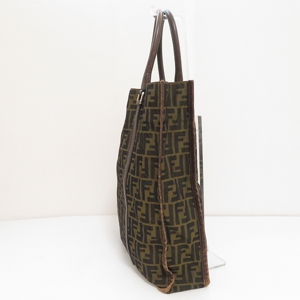 #anb フェンディ FENDI トートバッグ ベージュ 焦げ茶 ズッカ柄 ポーチ付き レザー使い FF イタリア制 ユニセックス [849823]