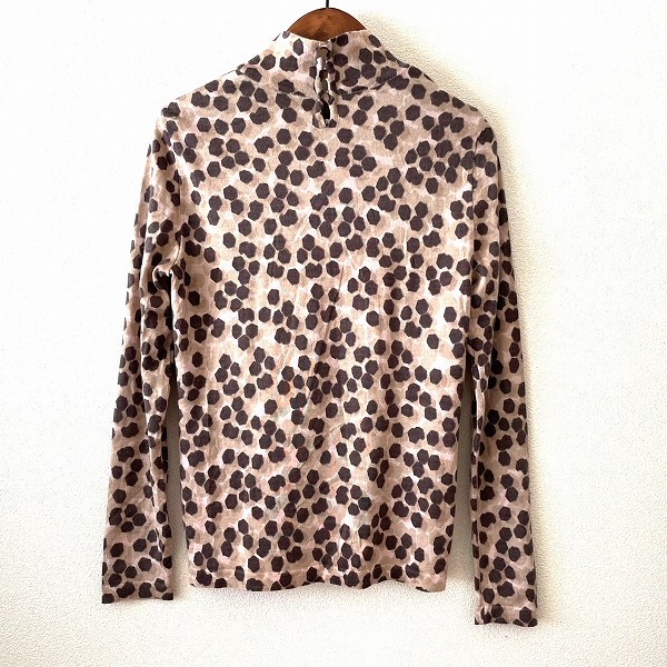 #wnc GKITALIYA 伊太利屋 ニット セーター 7 ベージュ 茶 カシミヤ混 シルク混 総柄 ハイネック レディース [933377]