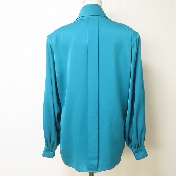#anc イヴサンローラン Yves Saint Laurent chemisiers シャツ ブラウス M 水色系 光沢 ボウタイ ヴィンテージ レディース [932866]