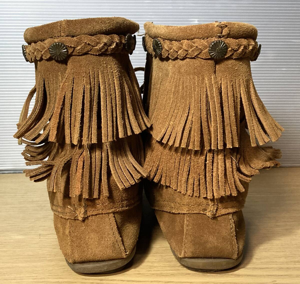 MINNETONKA Minnetonka двойной бахрома тигр mpa- ботинки 622 24cm текущее состояние товар 