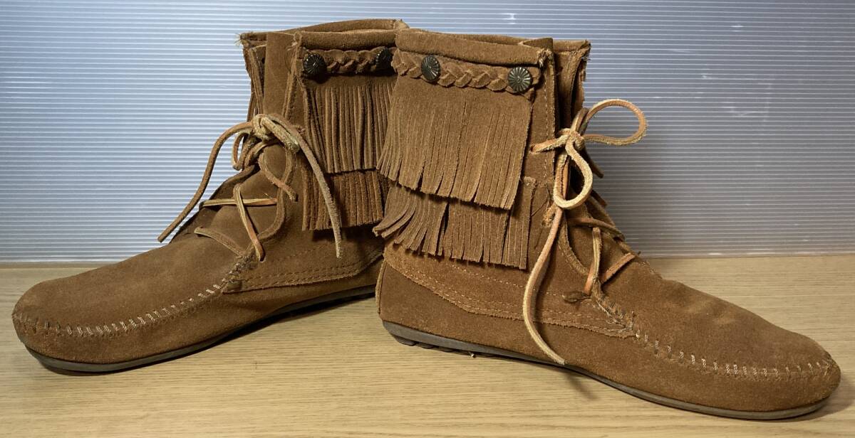 MINNETONKA Minnetonka двойной бахрома тигр mpa- ботинки 622 24cm текущее состояние товар 