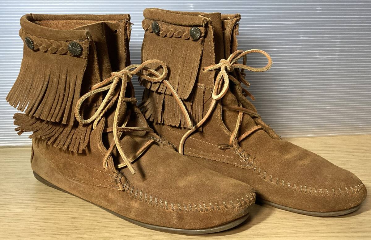 MINNETONKA Minnetonka двойной бахрома тигр mpa- ботинки 622 24cm текущее состояние товар 