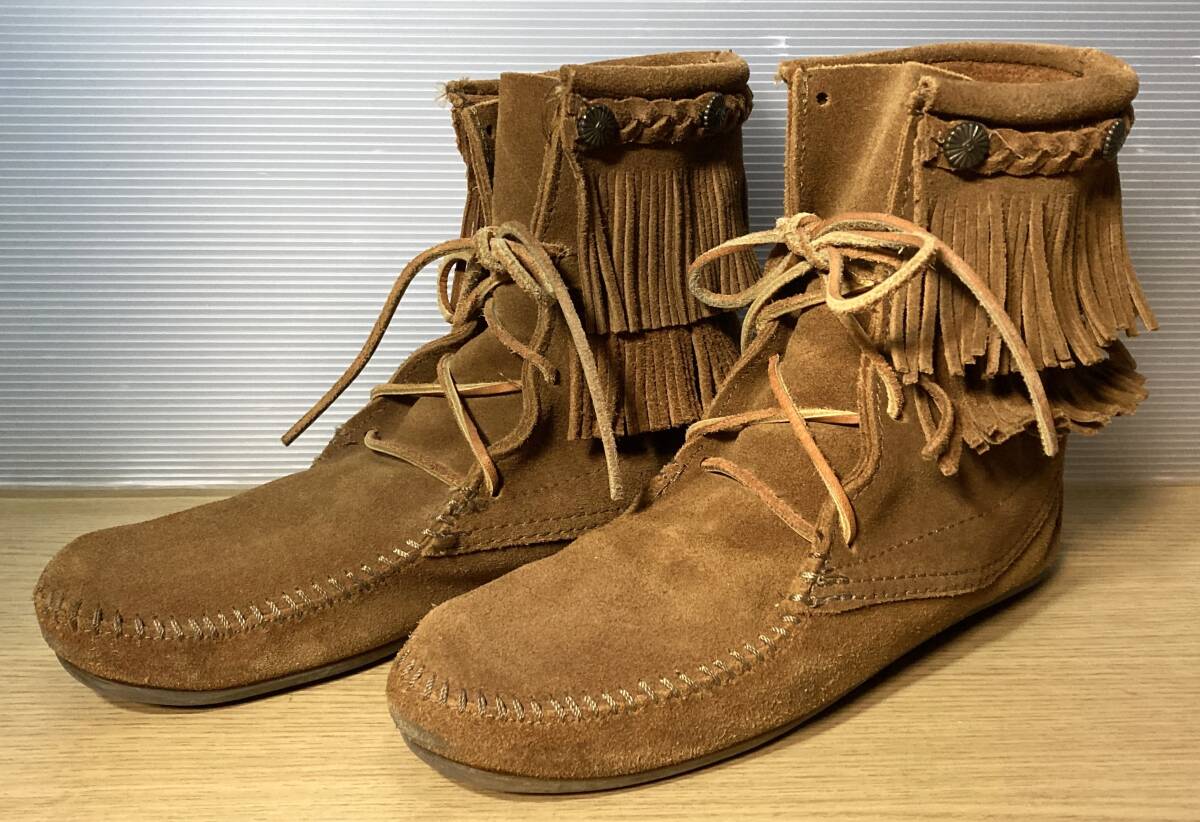 MINNETONKA Minnetonka двойной бахрома тигр mpa- ботинки 622 24cm текущее состояние товар 