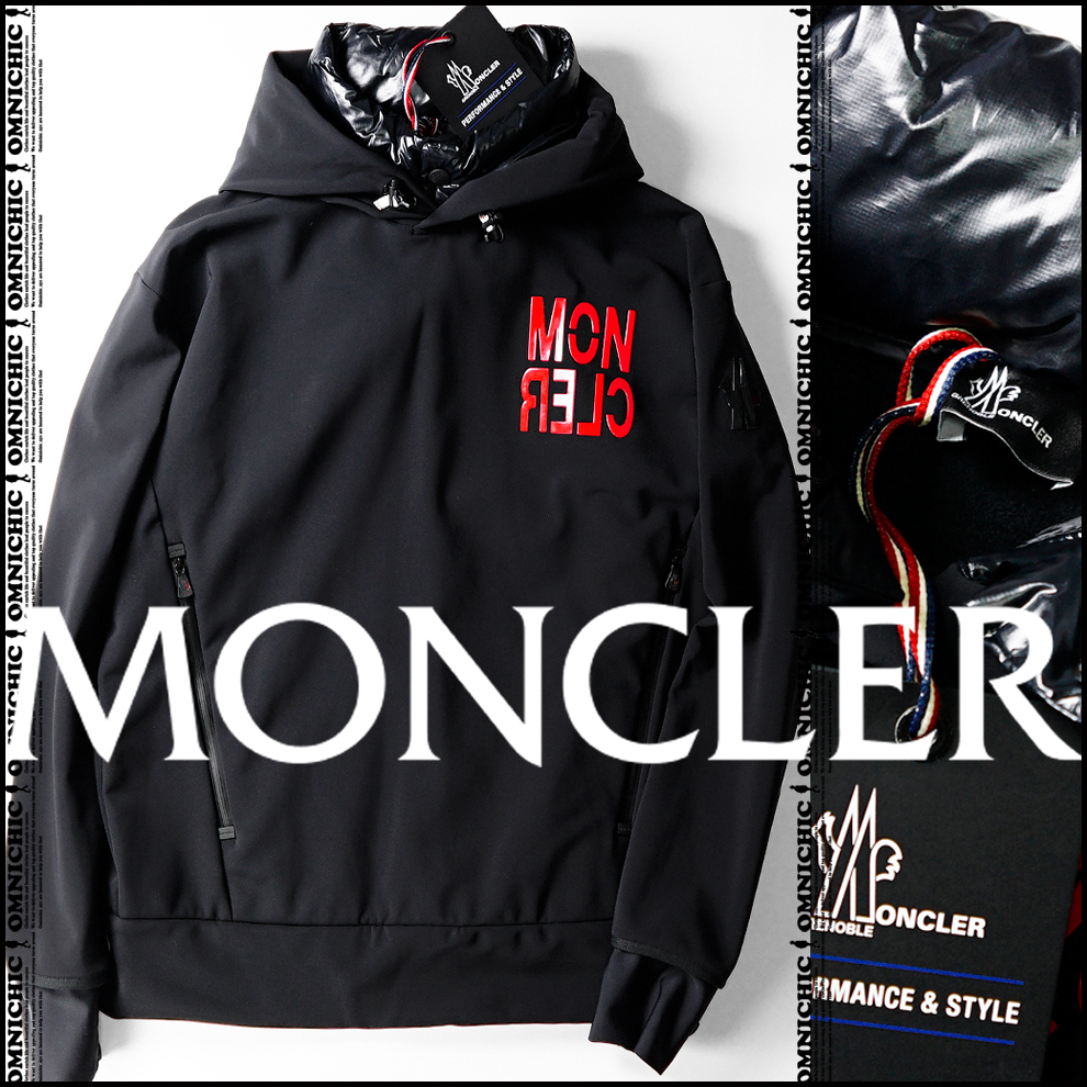 すぐに活躍ダウンカラー■国内正規/新品【MONCLER GRENOBLE】モンクレールグルノーブルラバーロゴストレッチフーディーパーカージャケットS_画像1