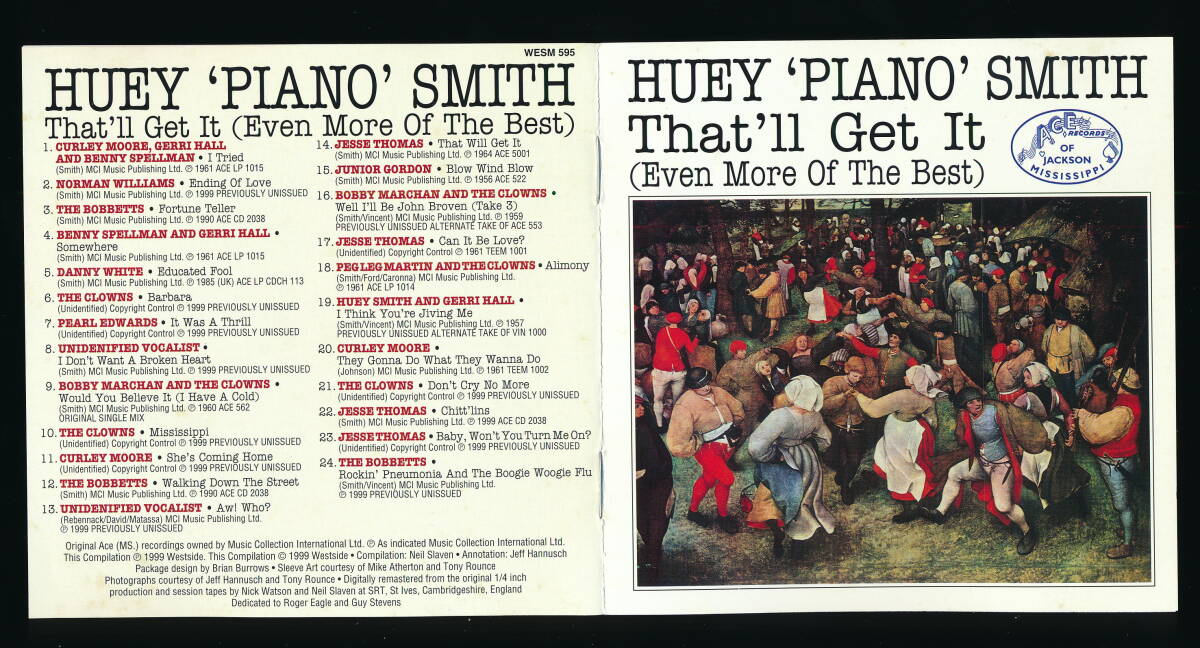 *HUEY PIANO SMITH*THAT'LL GET IT (EVEN MORE OF THE BEST)*1999 год зарубежная запись *WESTSIDE WESM 595*