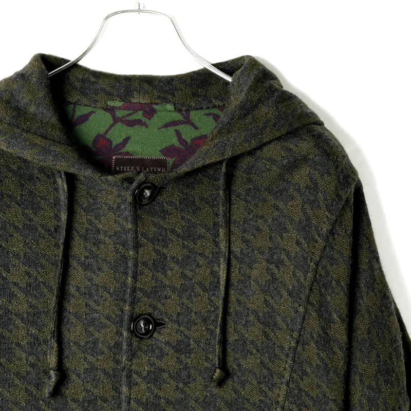 Stile Latino(スティレラティーノ) / カシミヤシルクジャカードニット千鳥格子柄フーデッドジャケット(ASPEN) [stl2360441-48]_画像4