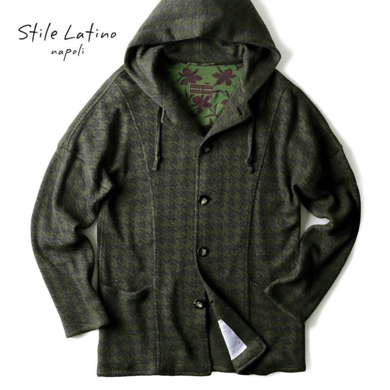 Stile Latino(スティレラティーノ) / カシミヤシルクジャカードニット千鳥格子柄フーデッドジャケット(ASPEN) [stl2360441-48]_画像1
