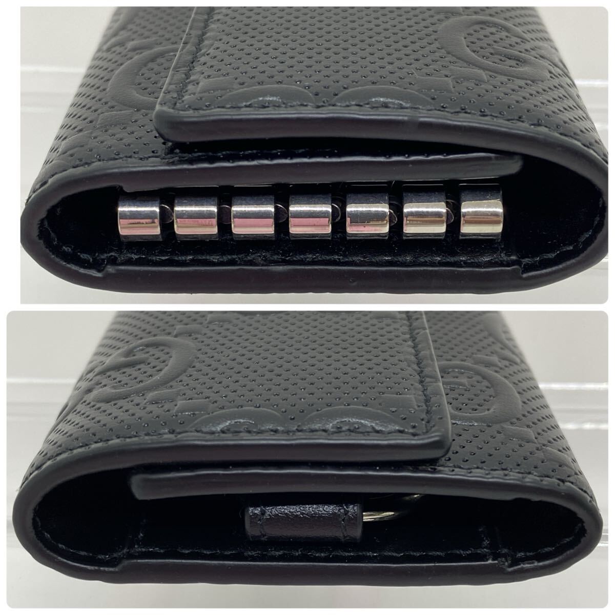 極美品】GUCCI グッチ 6連 キーケース GG黒 レザー 本革 黒 極美品】GUCCI グッチ 6連 キーケース GG黒 レザー 本革 黒