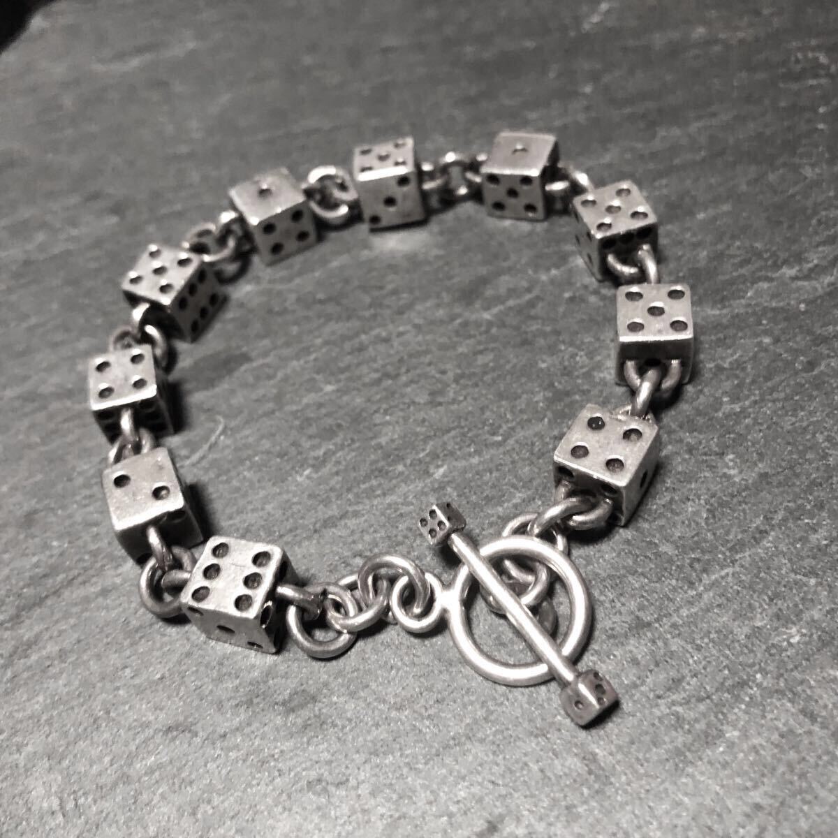 Vintage Silver Dice Chain Bracelet 925 ダイスブレス サイコロ トグル Tバー スターリングシルバー ヘビーゲージ
