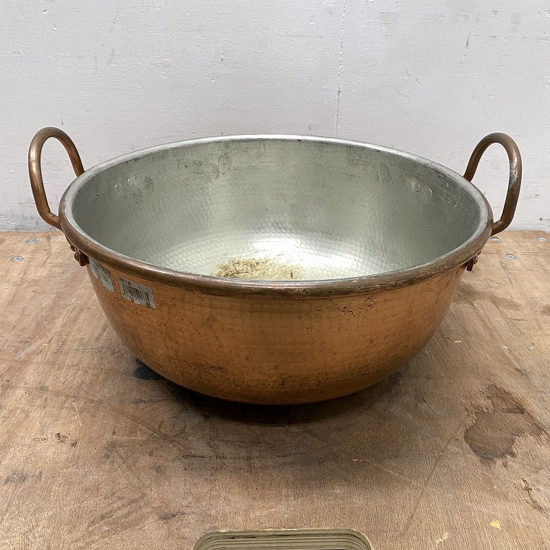 ★EB2506 | 銅鍋 両手鍋 36cmサイズ W390(430)×D390×H180(230)mm 中古 業(yè)務(wù)用
