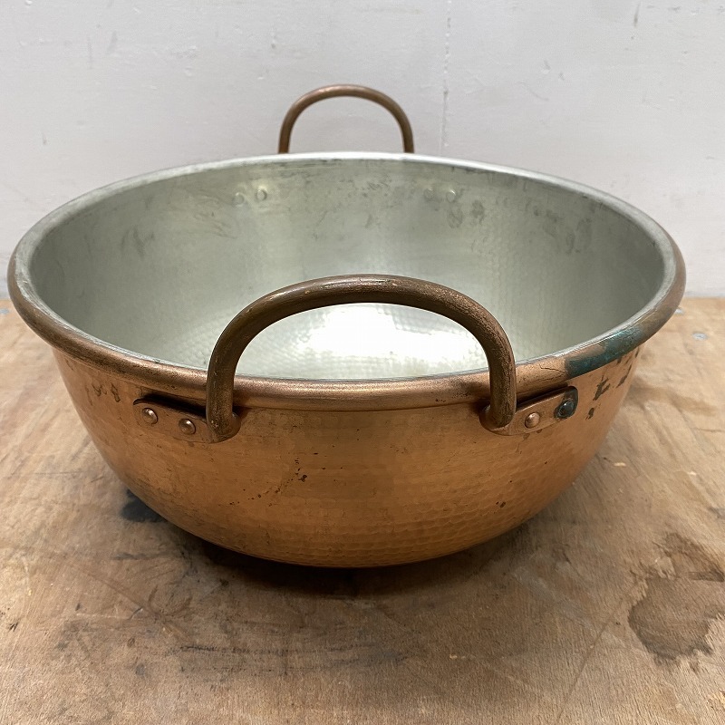 ★EB2506 | 銅鍋 両手鍋 36cmサイズ W390(430)×D390×H180(230)mm 中古 業(yè)務(wù)用