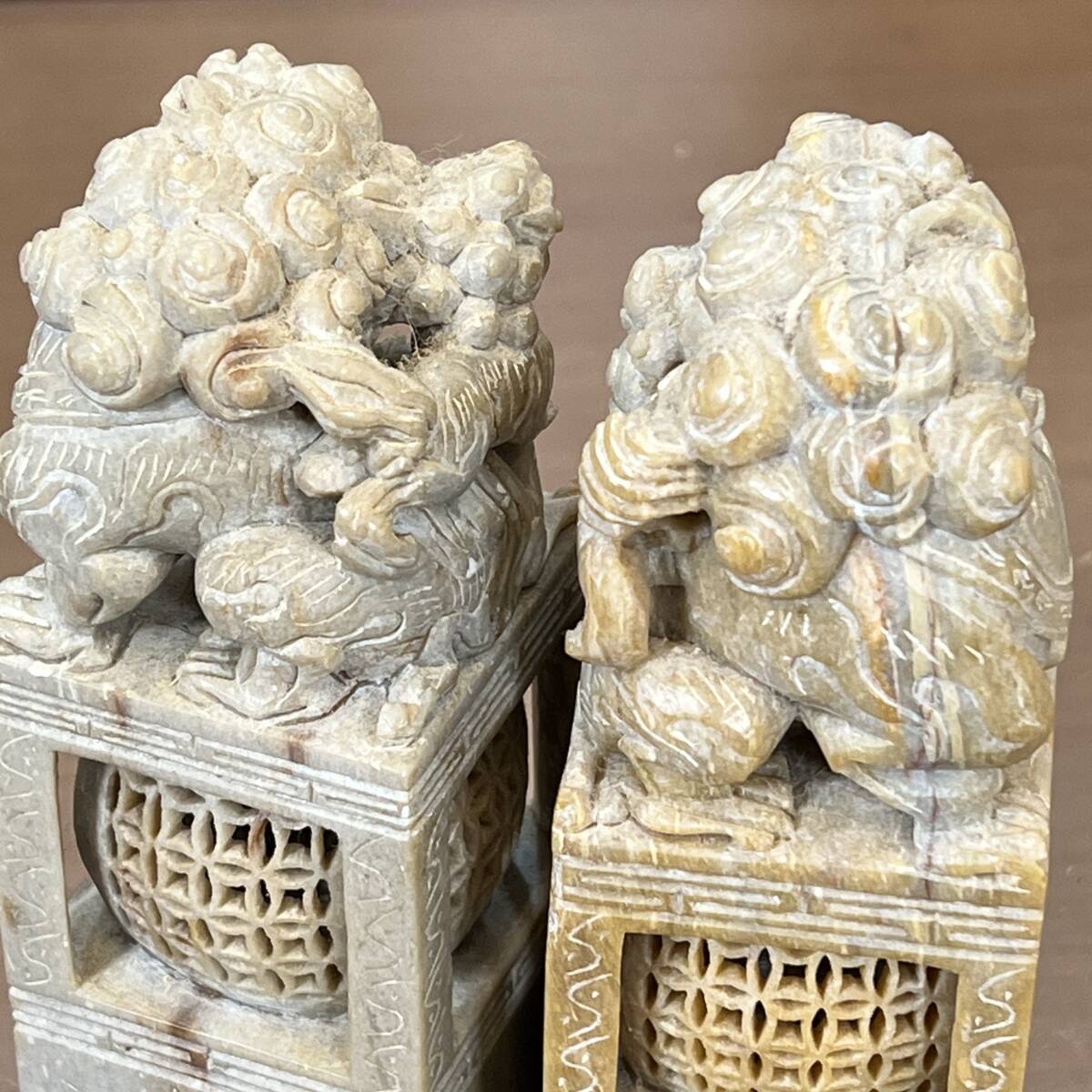 印材 獅子 一対 天然石 唐物 中国古美術 時代物 印鑑 印章 書道 印材 獅子 一対 天然石 唐物 中国古美術 時代物 印鑑 印章 書道