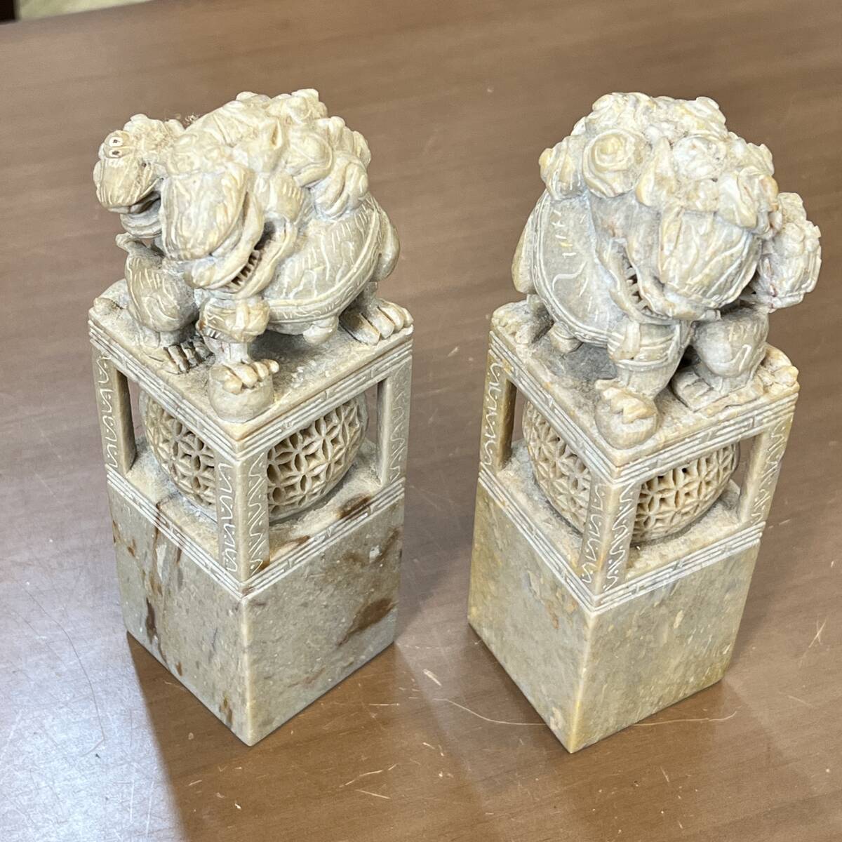 印材 獅子 一対 天然石 唐物 中国古美術 時代物 印鑑 印章 書道 印材 獅子 一対 天然石 唐物 中国古美術 時代物 印鑑 印章 書道