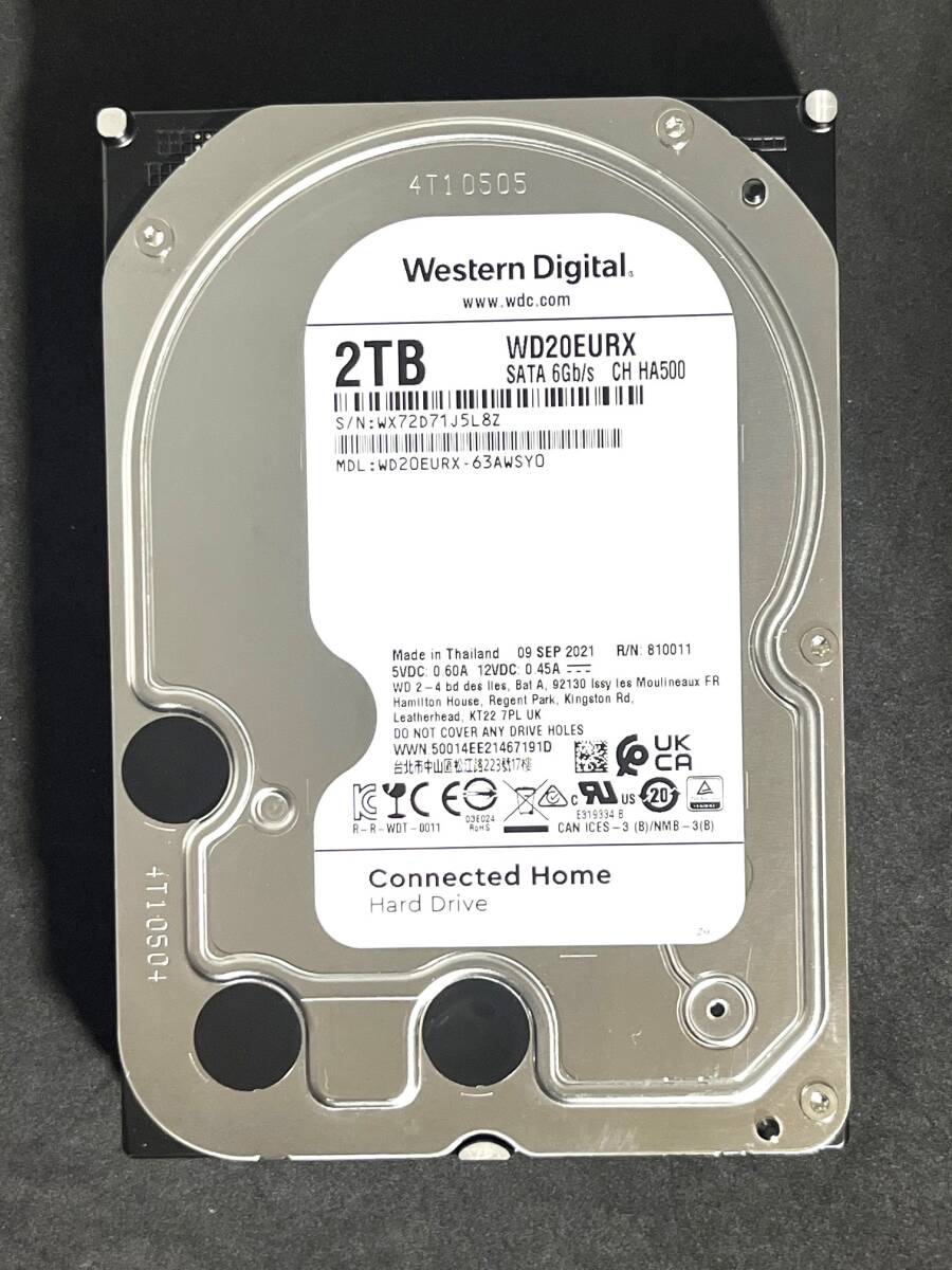 ★ 2TB ★ Western Digital　/　WD20EURX　2021年製 良品　AVコマンド対応　WD 3.5インチ内蔵HDD/SATA600 [管理■515L