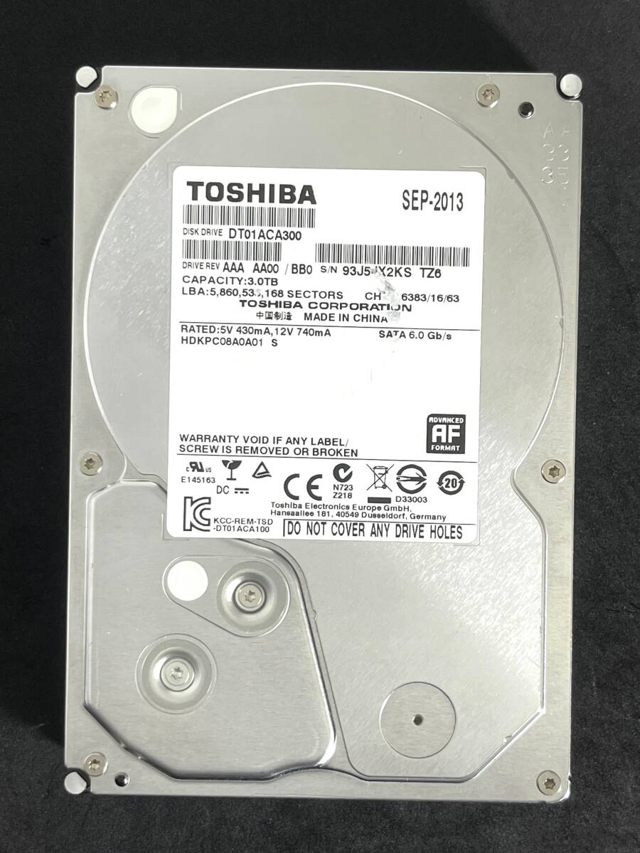 ★ 3TB ★  TOSHIBA　/　DT01ACA300　良品　2013年製　3.5インチ 内蔵HDD SATA 3000GB AVコマンド対応 [管理■52X2]