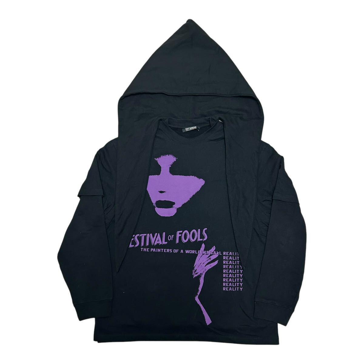 希少　RAF SIMONS 22aw FESTIVAL of FOOLS プルオーバーパーカー　オーバーサイズ フェイクレイヤード　ラフシモンズ　XS