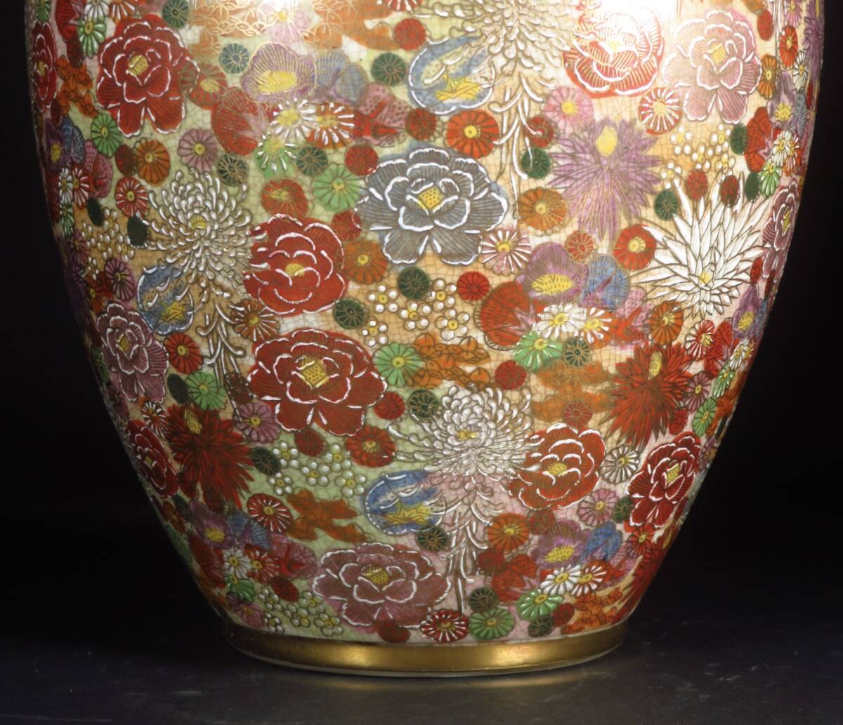 SAKURAYA】高さ55.5cmの大型作品 豪華絢爛【金彩色絵花詰花瓶