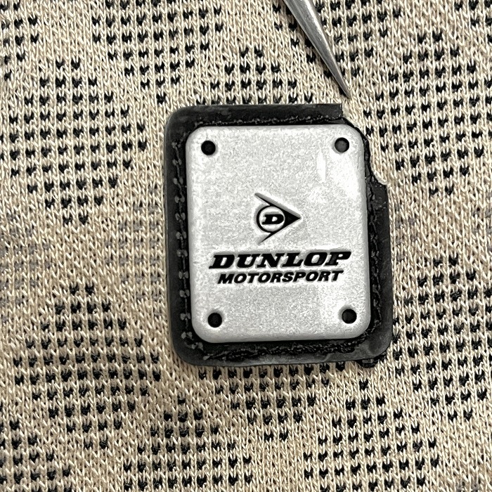 DUNLOP MOTOR SPORT ゴルフ ポロシャツ ダイヤチェック柄 鹿の子 半袖 ポケット 日本製 綿×ポリ LL XL ベージュ ベージュ×黒 メンズ_画像3