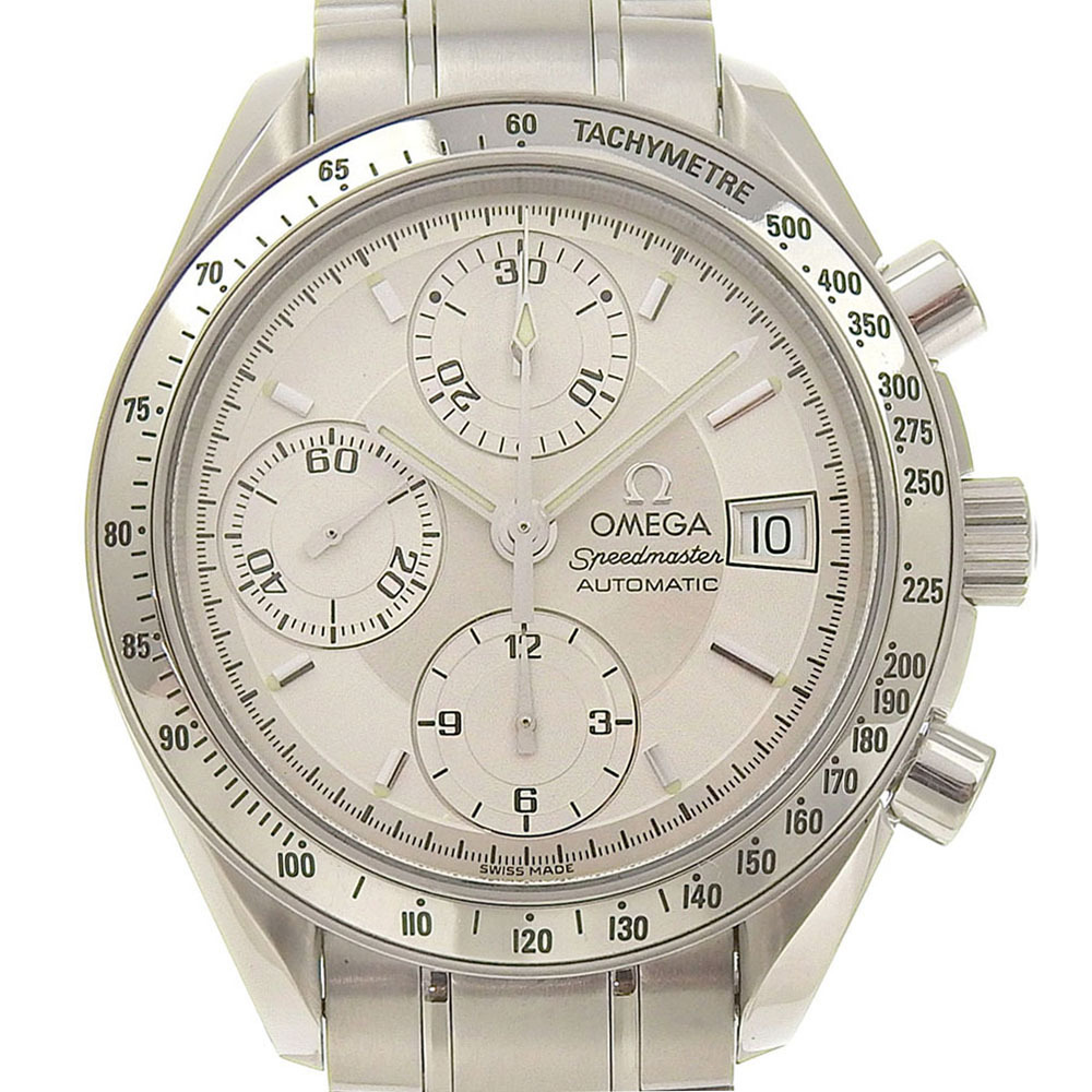 【本物保証】 新品同様 オメガ OMEGA スピードマスター デイト 3513 30 00 シルバー文字盤 SS 自動(dòng)巻き オートマ 39mm メンズ 腕時(shí)計(jì)