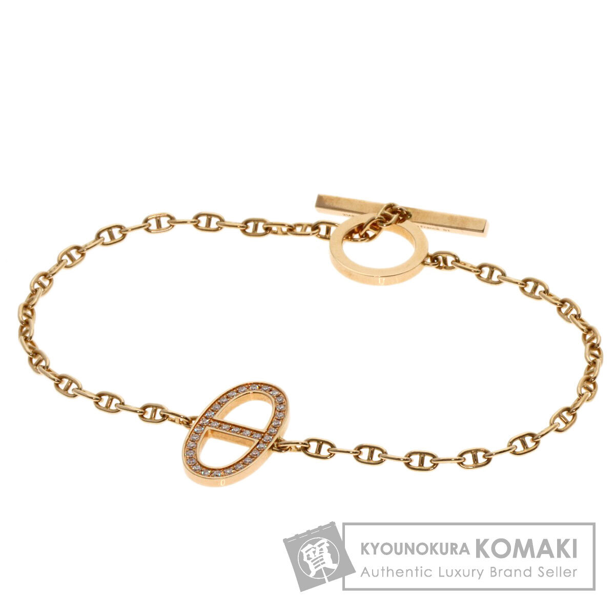 HERMES エルメス シェーヌダンクル ファランドール ダイヤモンド ブレスレット K18ピンクゴールド レディース 中古