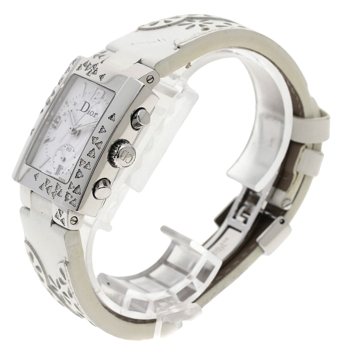 CHRISTIAN DIOR Christian Dior D81-101liva бриллиант оправа наручные часы нержавеющая сталь кожа женский б/у
