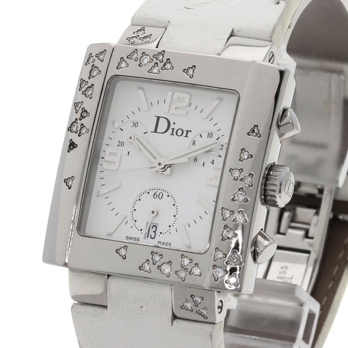 CHRISTIAN DIOR Christian Dior D81-101liva бриллиант оправа наручные часы нержавеющая сталь кожа женский б/у