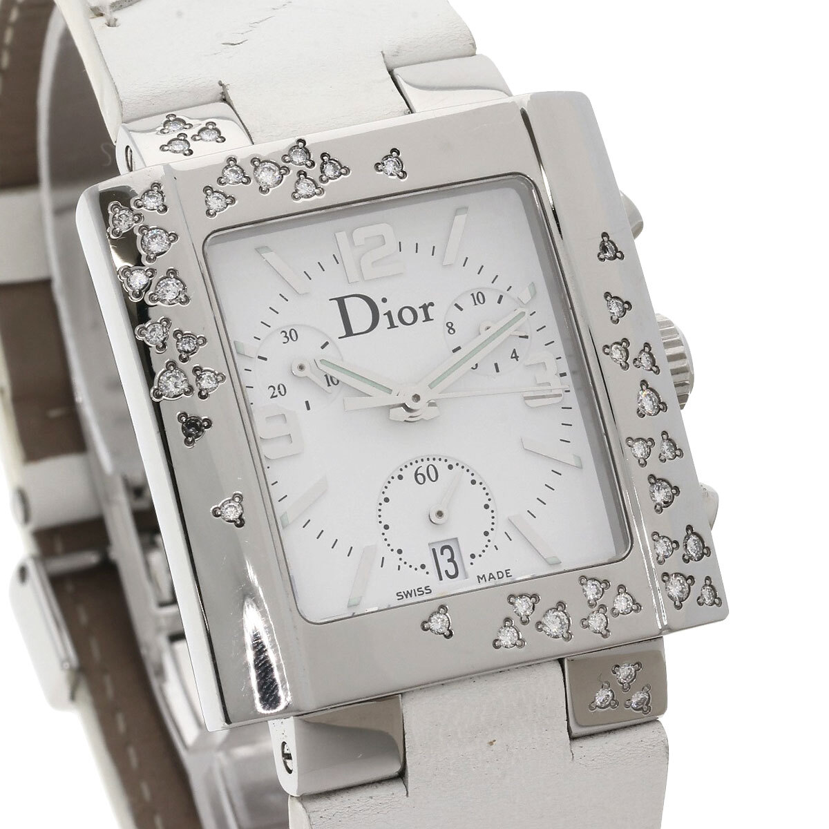 CHRISTIAN DIOR Christian Dior D81-101liva бриллиант оправа наручные часы нержавеющая сталь кожа женский б/у