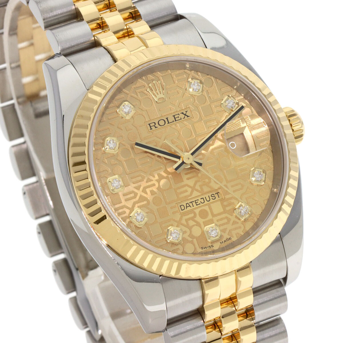 ROLEX ロレックス 116233G デイトジャスト 10P ダイヤモンド 腕時計 ステンレススチール SSxK18YG メンズ 中古